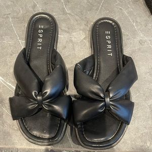 Black esprit flat sandals, size 8